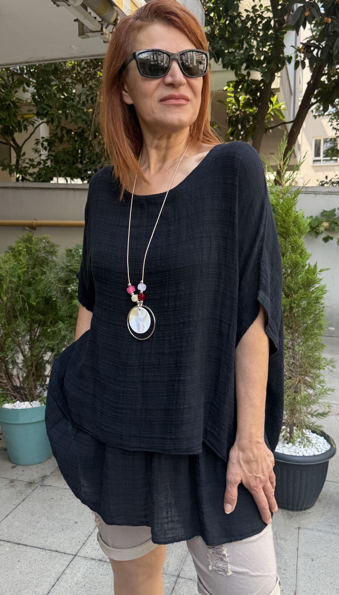 Clara İtalyan Kolyeli Bluz Siyah