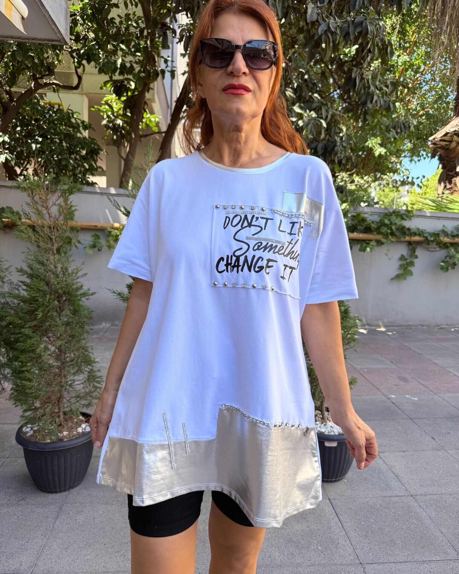 Taş Detay Tunik Change Beyaz