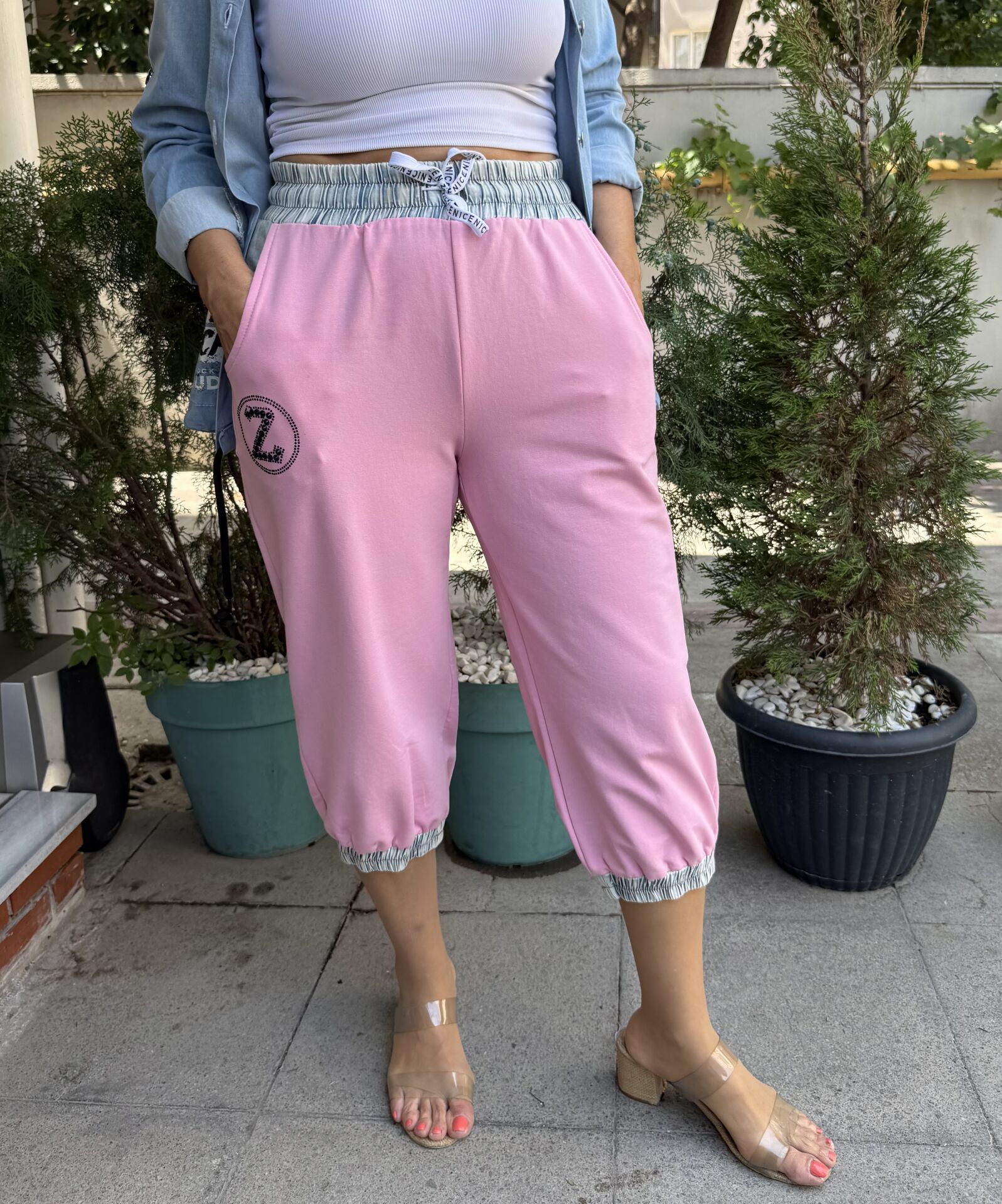 Bel/Paça Lastikli Kapri Pembe