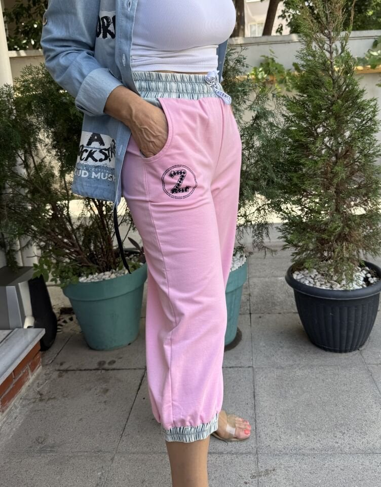 Bel/Paça Lastikli Kapri Pembe