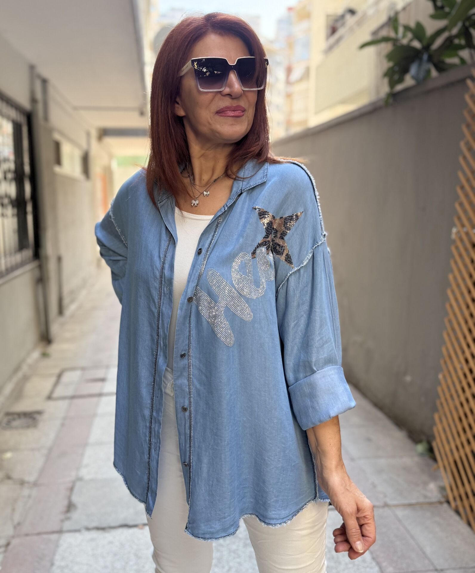 İtalyan ''Hey'' Tencel Kot Gömlek Açık Mavi