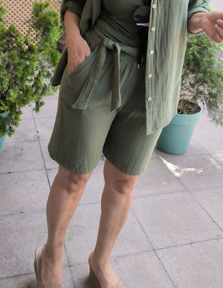 Müslin Şort Haki