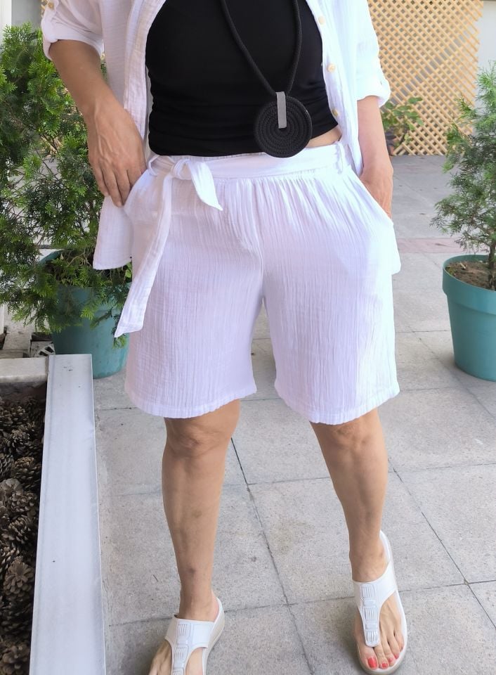 Müslin Şort Beyaz