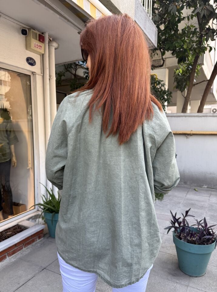 Reglan Kabartmalı Gömlek Haki