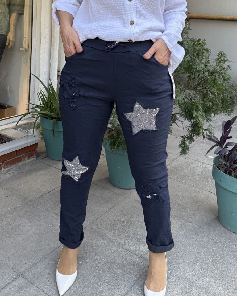 İtalyan Yıldızlı Pantolon Lacivert