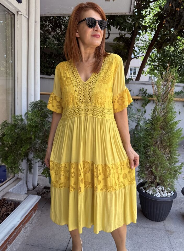 Hailey İtalyan Elbise Sarı