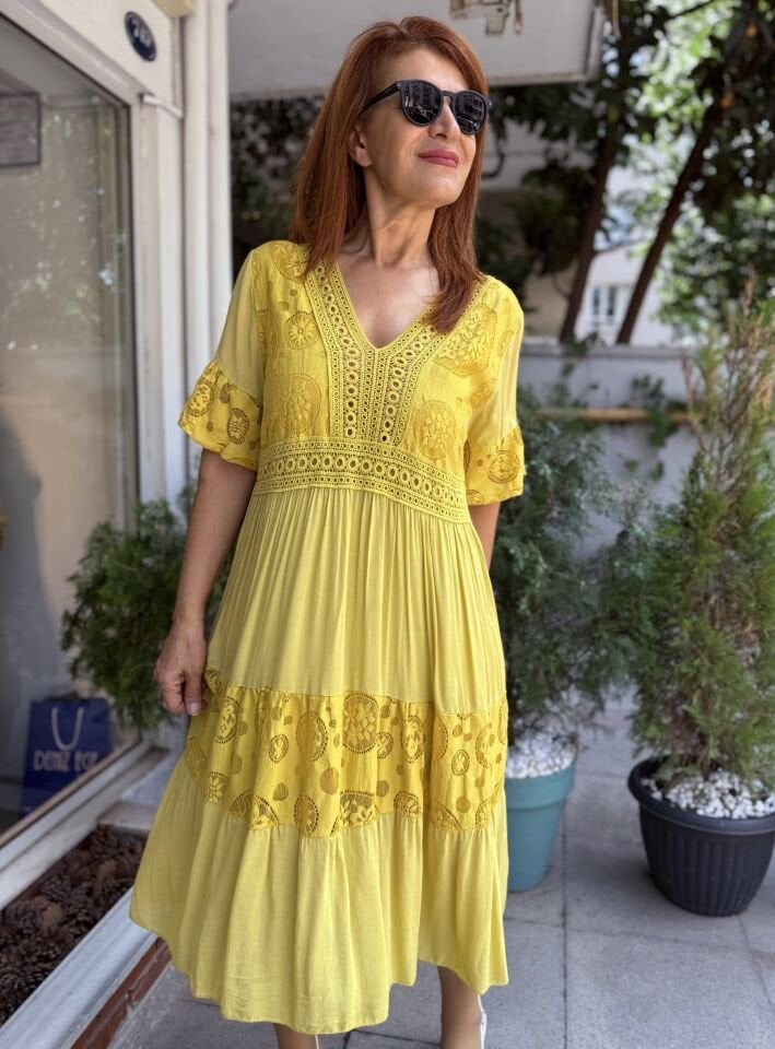Hailey İtalyan Elbise Sarı