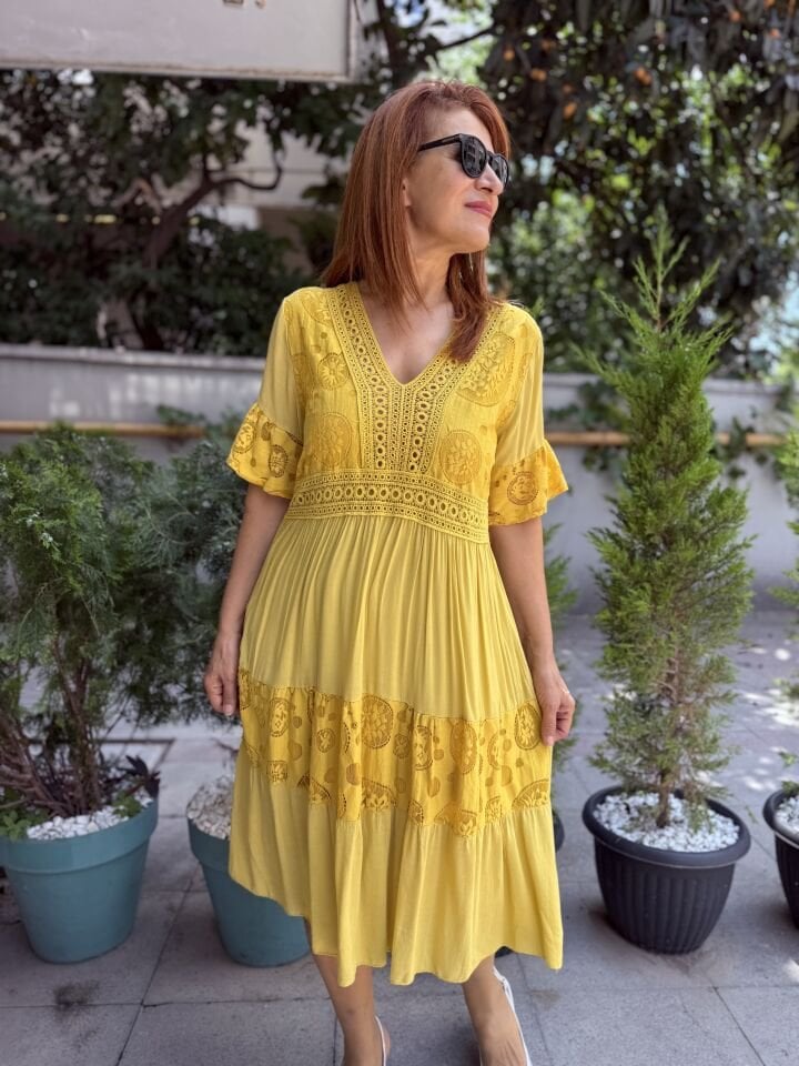 Hailey İtalyan Elbise Sarı