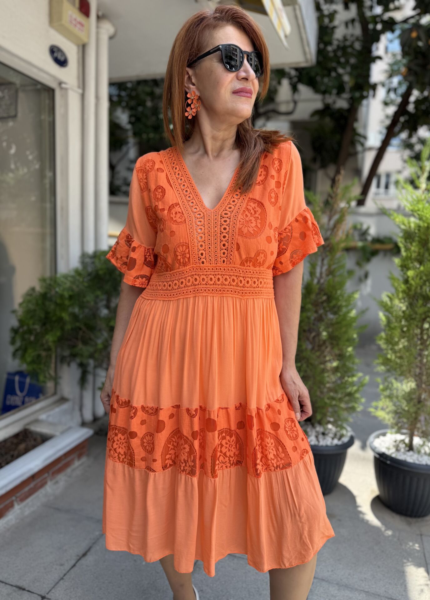 Hailey İtalyan Elbise Turuncu