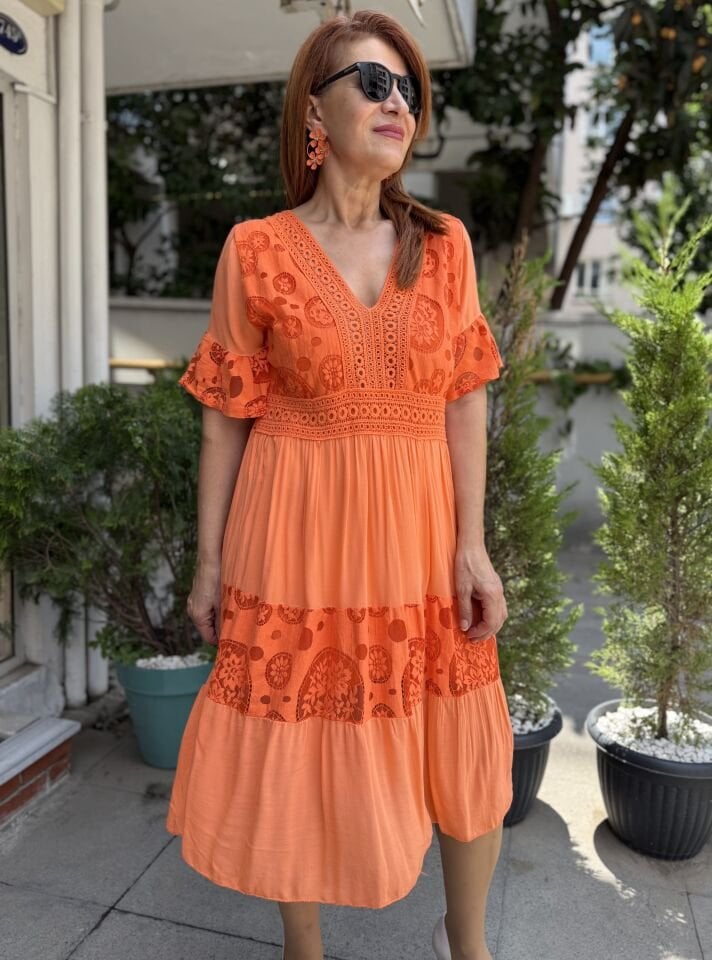 Hailey İtalyan Elbise Turuncu
