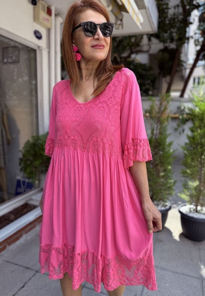 Siena İtalyan Elbise Pembe
