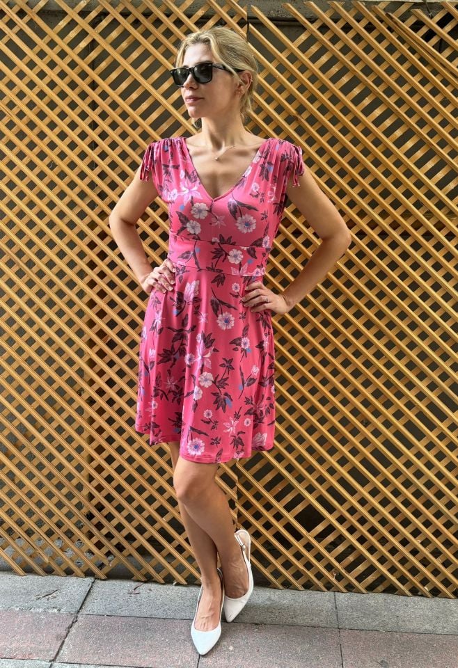 Peony Çiçekli Elbise Pembe