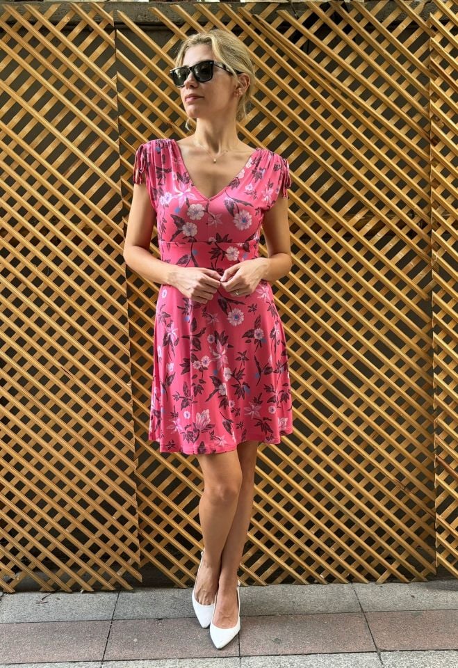 Peony Çiçekli Elbise Pembe