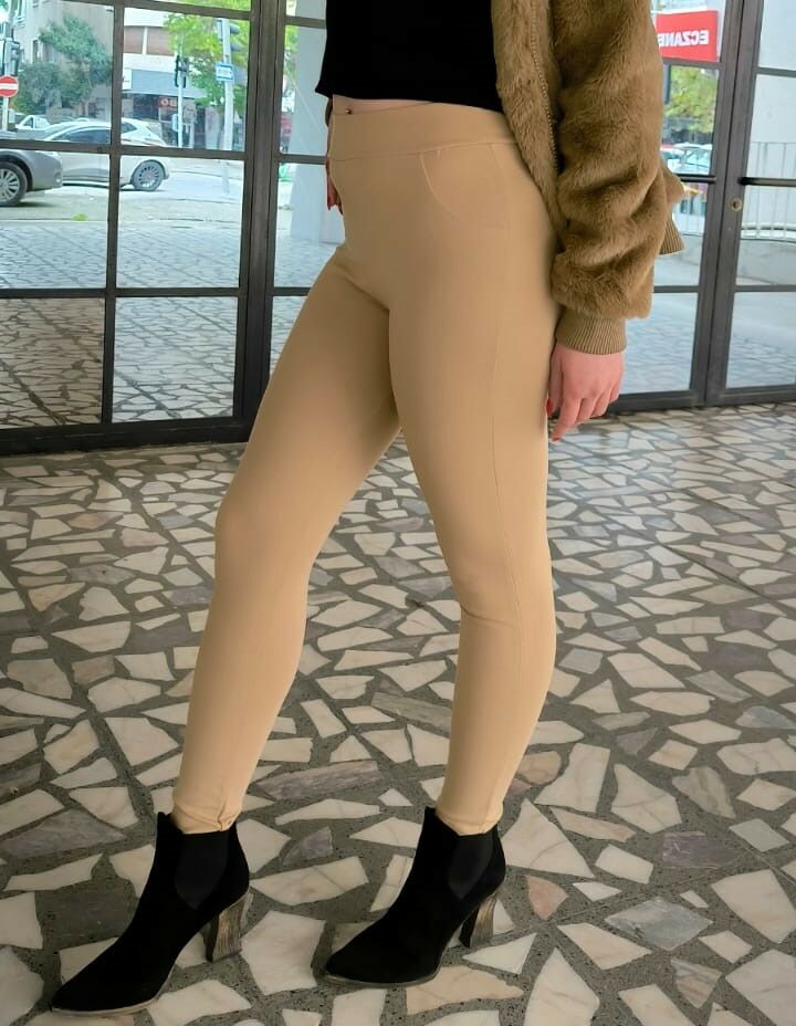 Çelik Dokuma Toparlayıcı Tayt Bej