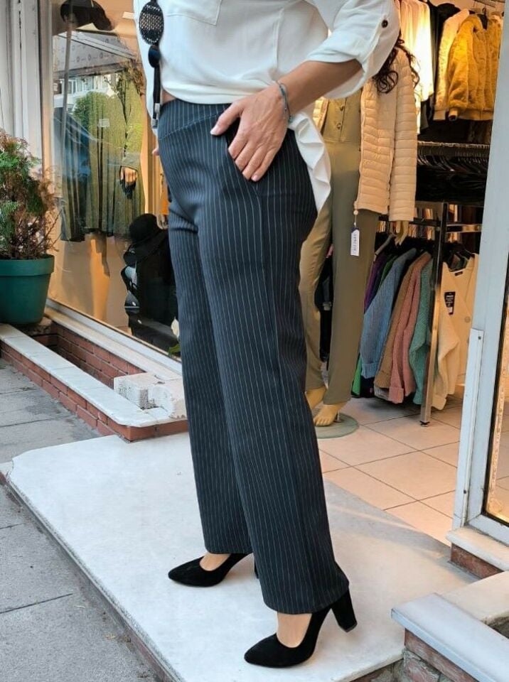 Çizgili Pantolon Lacivert