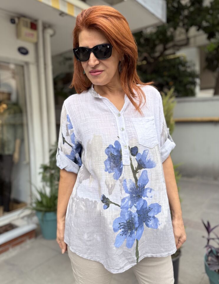 Menekşe İtalyan Gömlek Beyaz