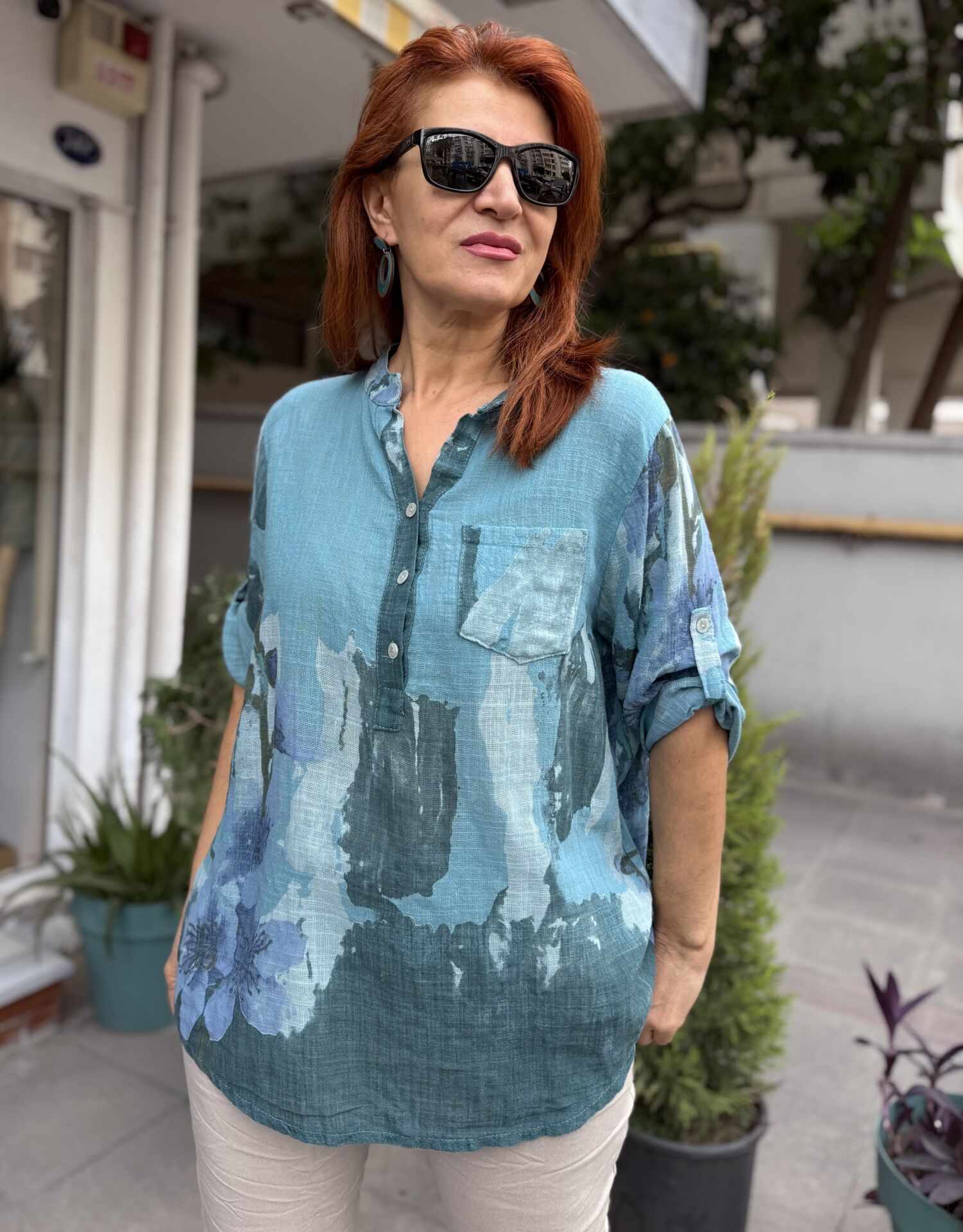 Menekşe İtalyan Gömlek Turkuaz