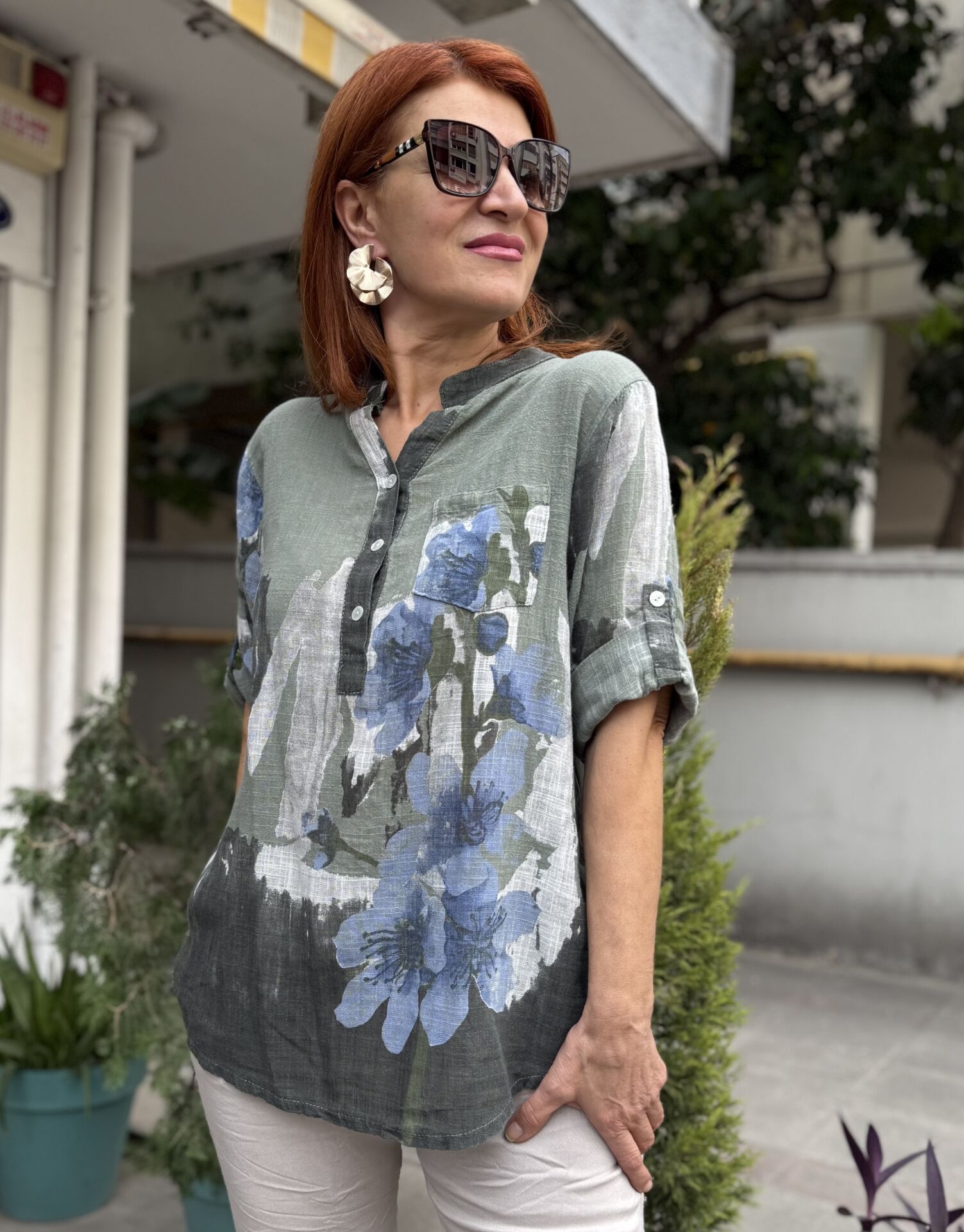 Menekşe İtalyan Gömlek Haki