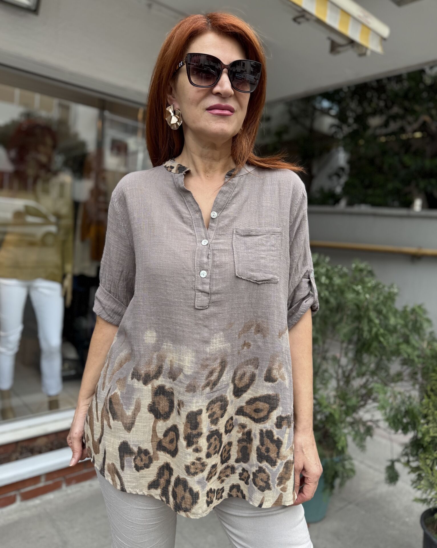 RM- İtalyan Leopar Gömlek Vizon