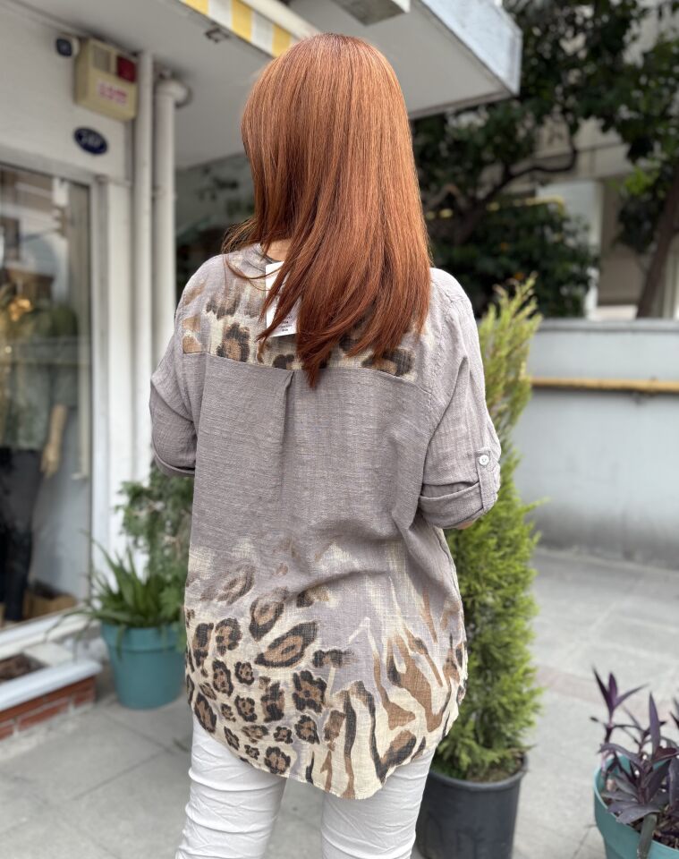 RM- İtalyan Leopar Gömlek Vizon