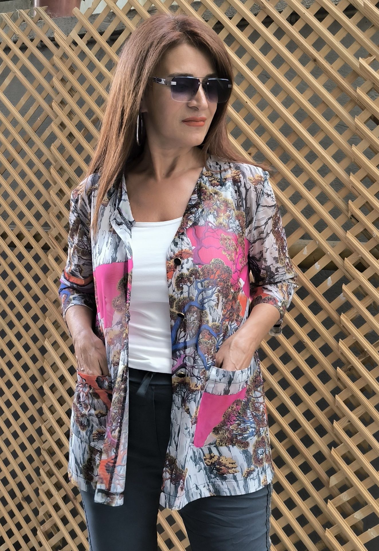 Nelly  Desenli Mix Şifon Ceket