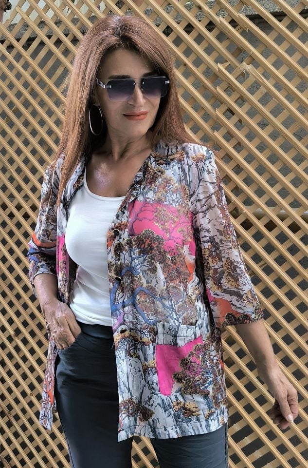 Nelly  Desenli Mix Şifon Ceket