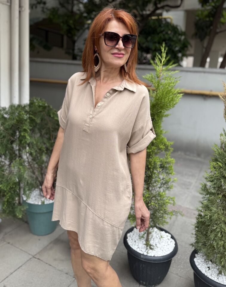 Jackie Pamuk Elbise/Tunik Bej