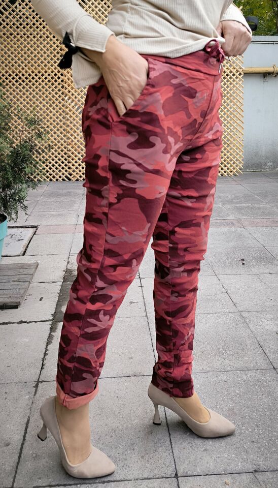 İtalyan Kamuflaj Pantolon Bordo