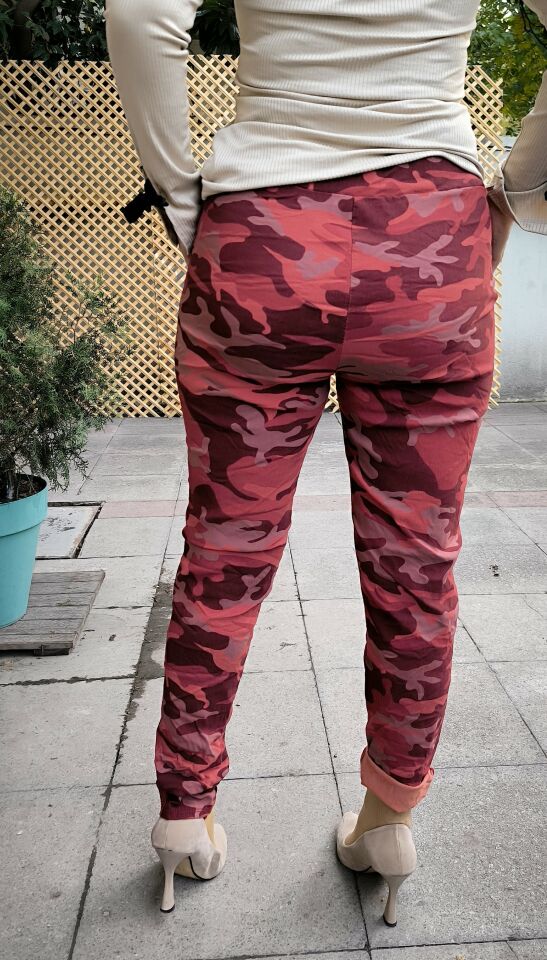 İtalyan Kamuflaj Pantolon Bordo