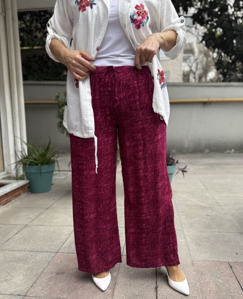 Viskon Takım Pantolon Bordo