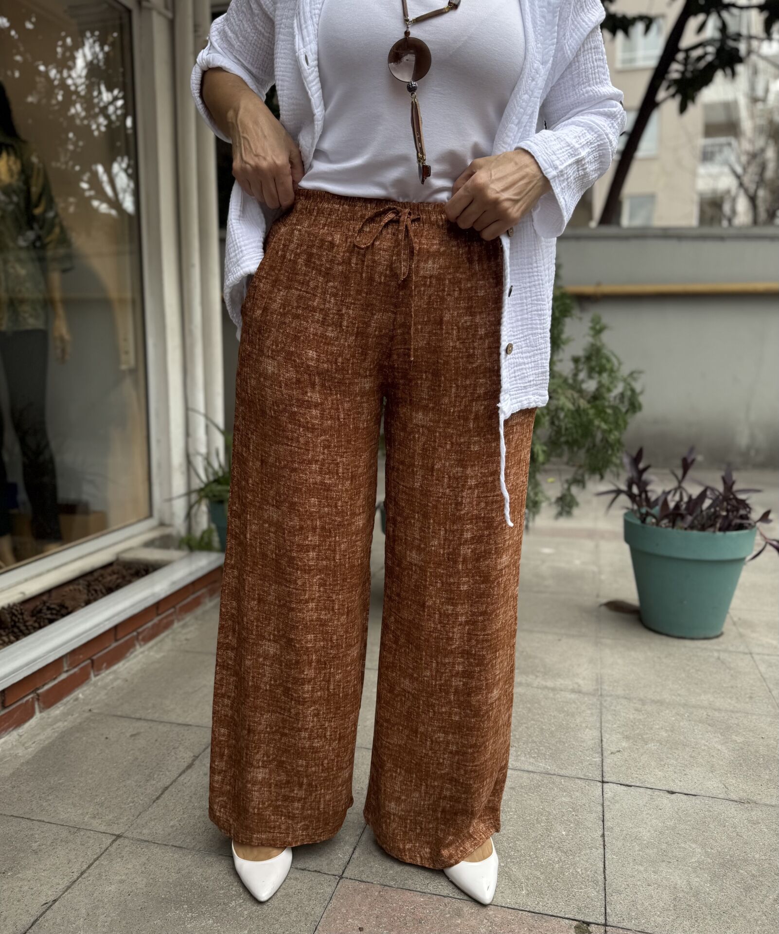 Viskon Takım Pantolon Kahve