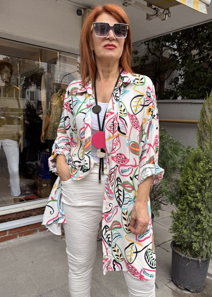 E- Viskon Tunik Sonbahar Pembe