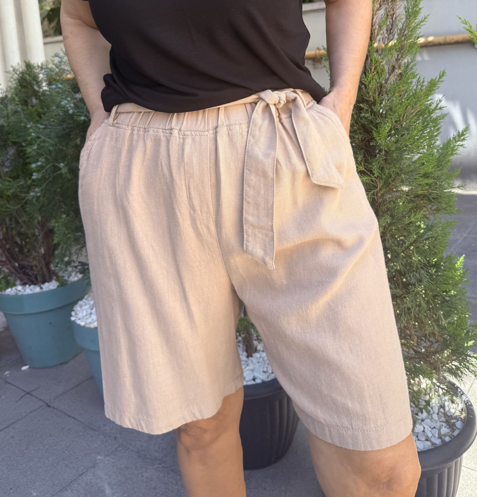 Pamuklu Şort Bej
