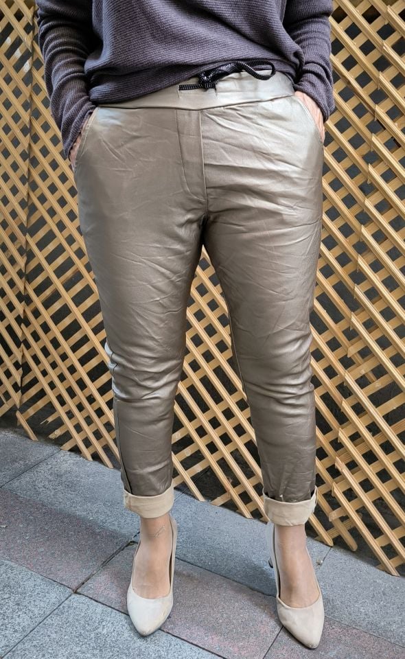 İtalyan Deri Pantolon Gold