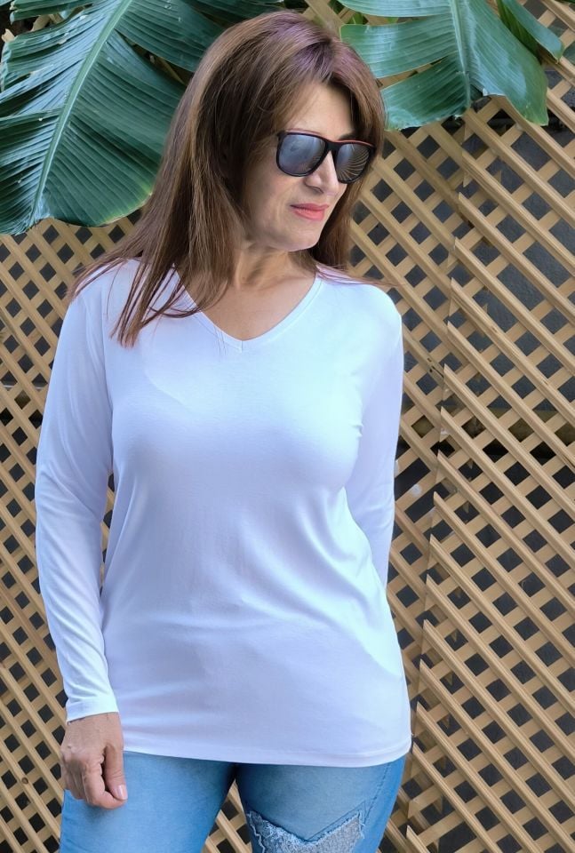 Viskon Basic Bluz Beyaz