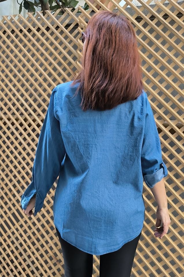 Taş Detaylı Tencel Kot Gömlek/Ceket