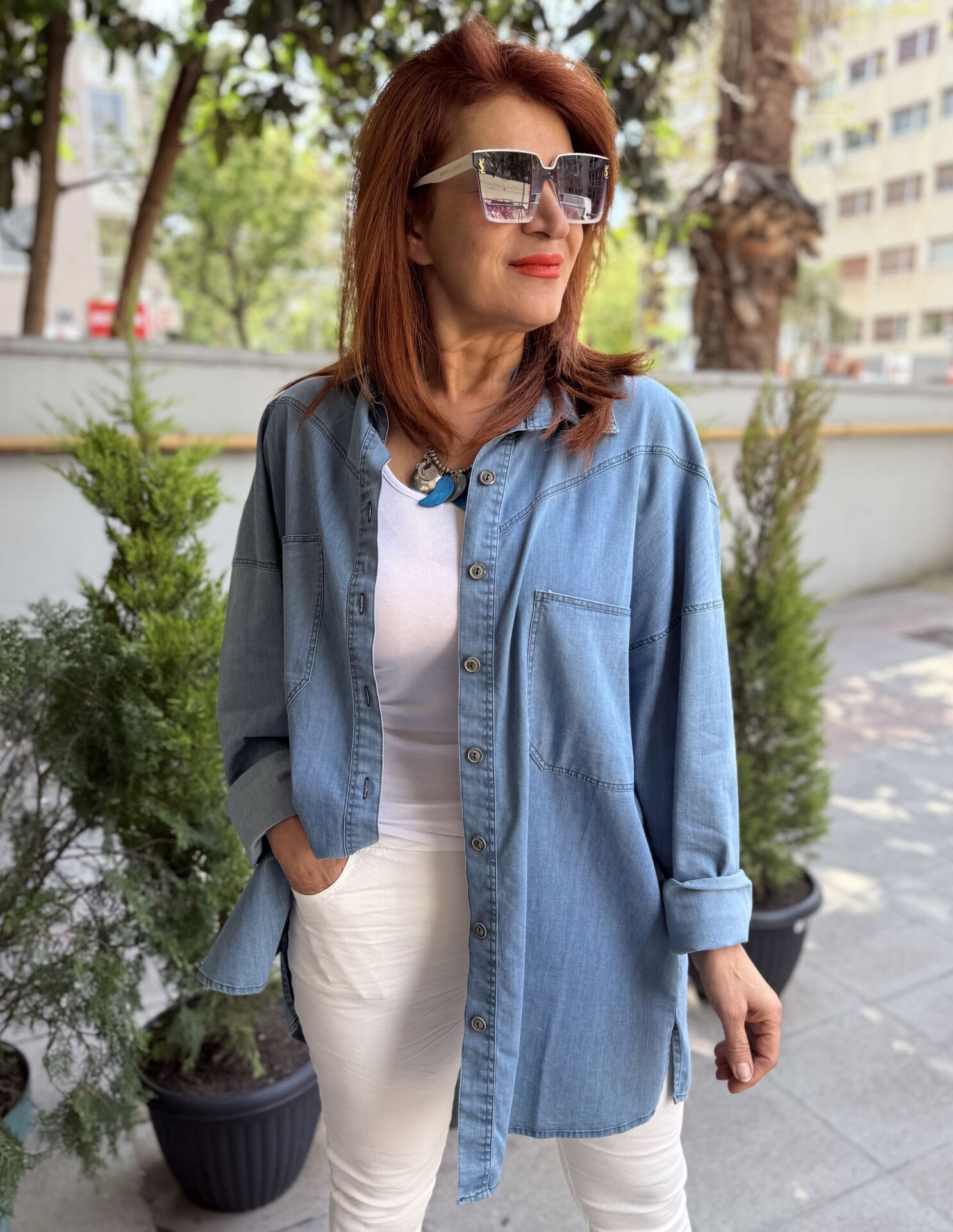 P-146 Pamuk Tencel Oversize Kot Gömlek