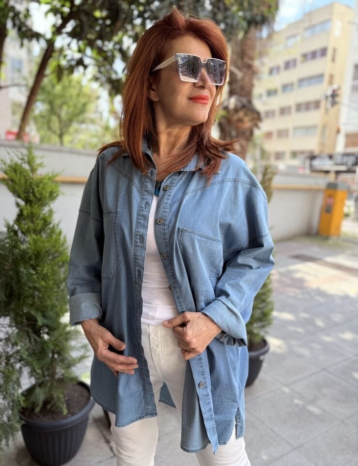 P-146 Pamuk Tencel Oversize Kot Gömlek