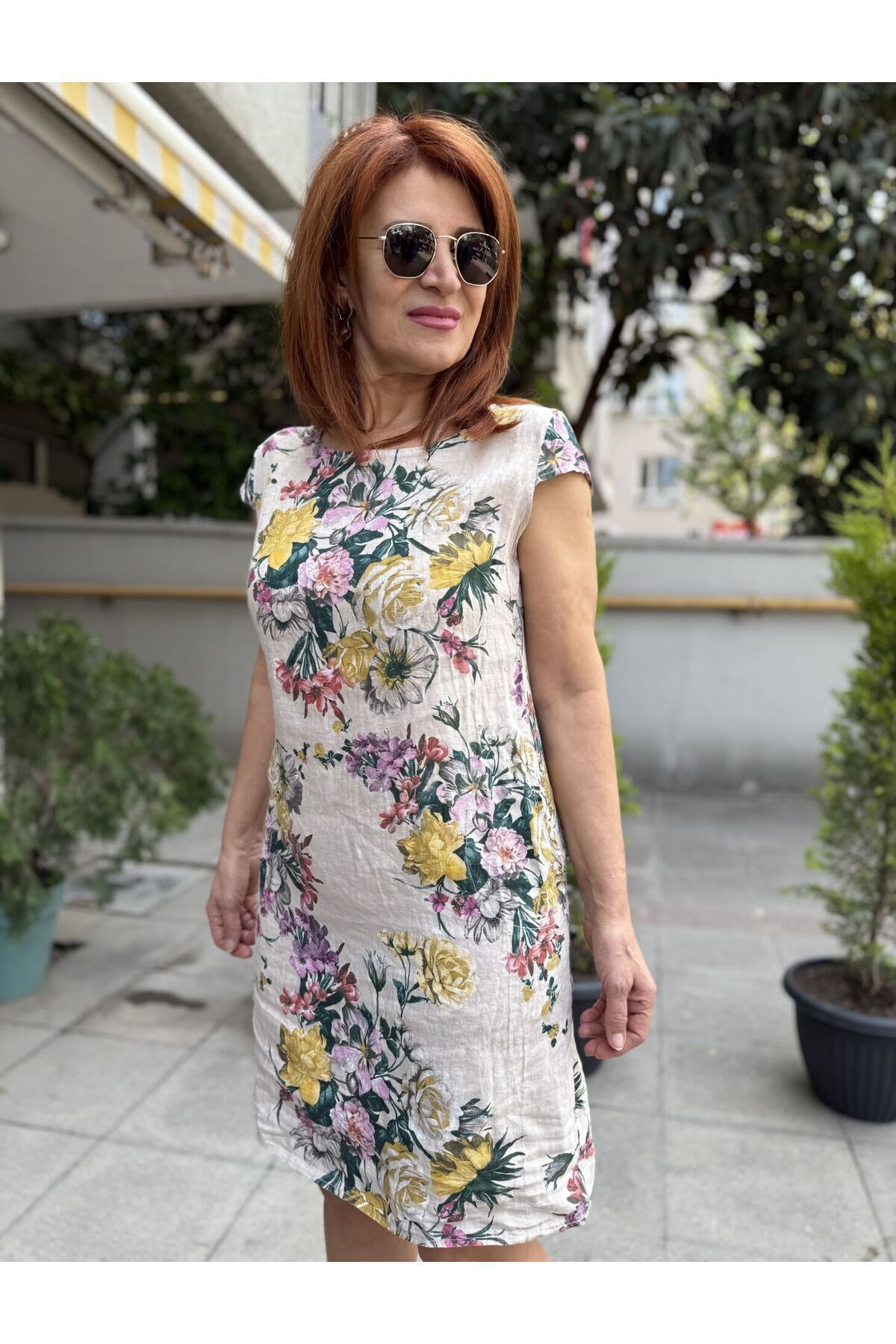 Rosalinda İtalyan Keten Elbise Bej