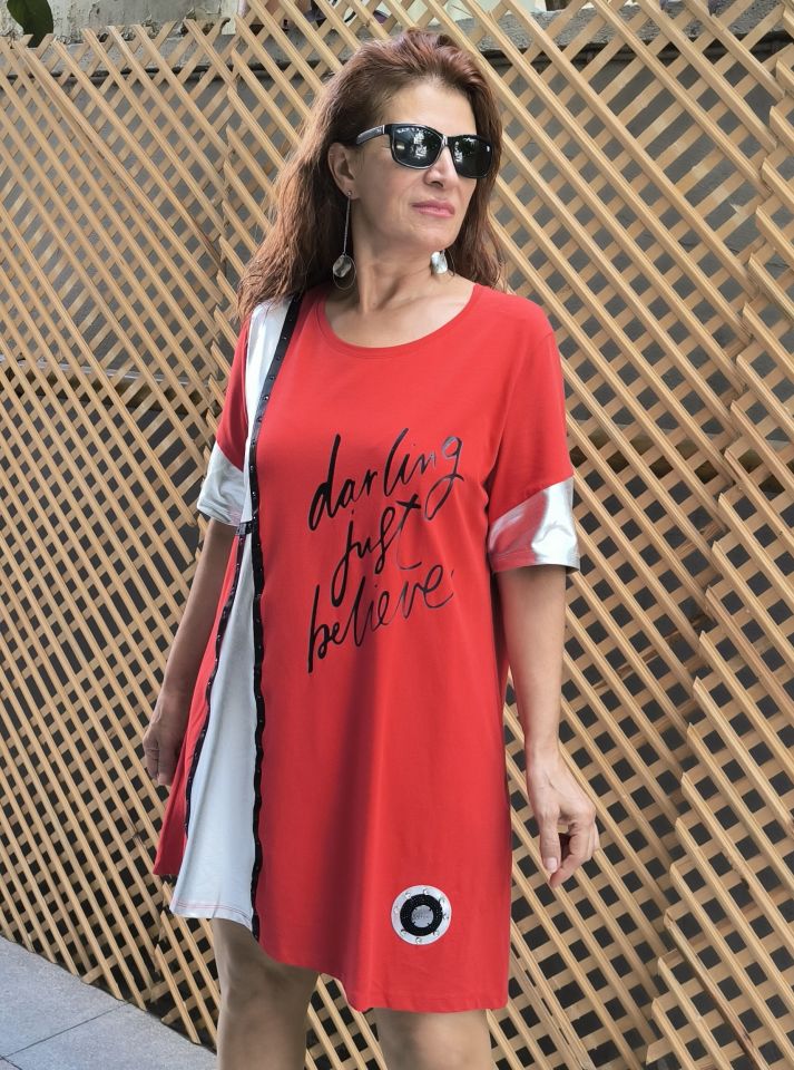 Darling Lui Pamuk Bluz/Tunik Kırmızı