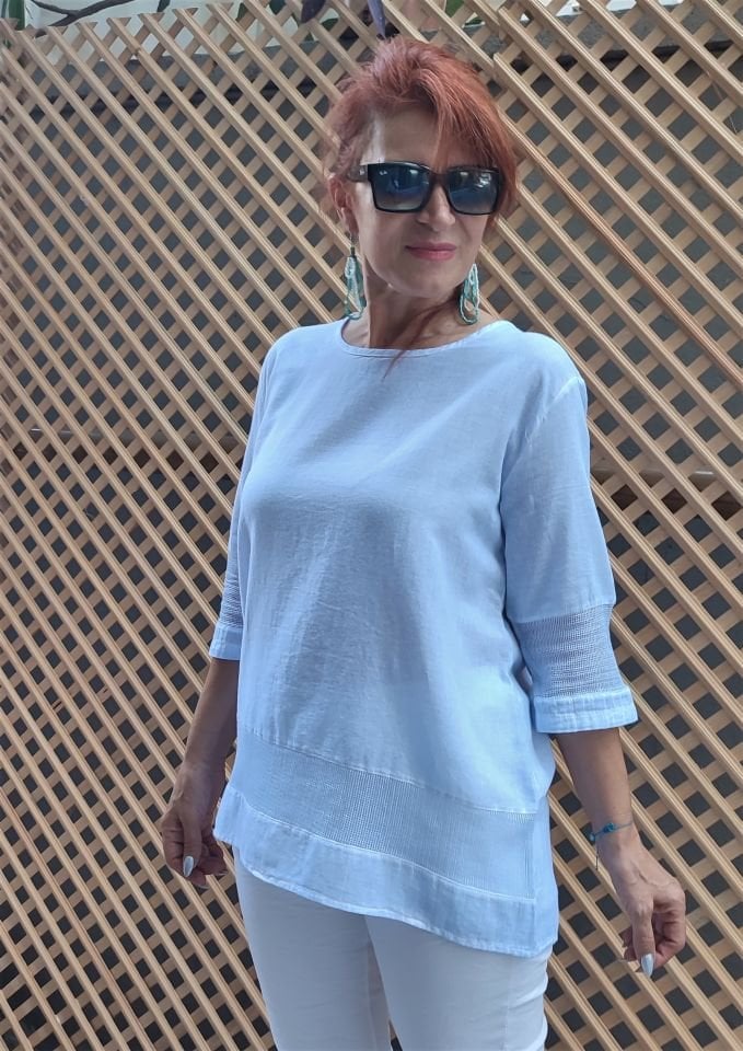 File Detaylı Pamuk Bluz Bebe Mavi