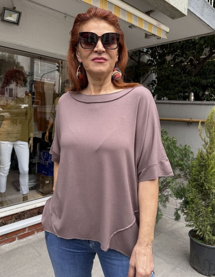 Çift Yaka Tişört Vizon