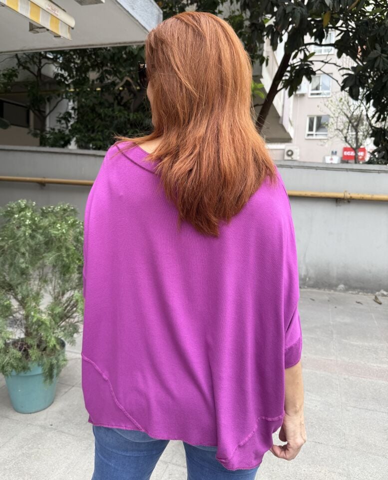 Çift Yaka Tişört Mor