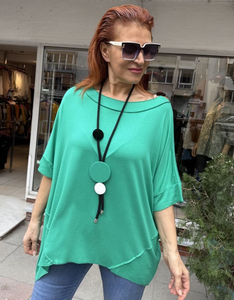 Çift Yaka Tişört Benetton Yeşil