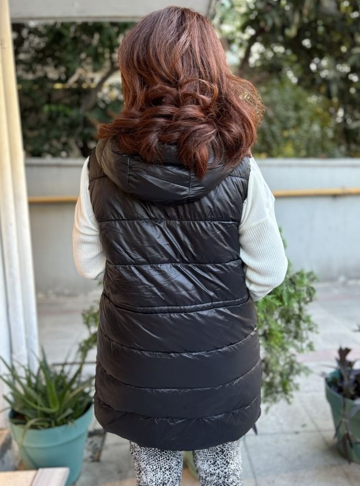 İtalyan Çift Taraflı İçi Kürklü Yelek Siyah