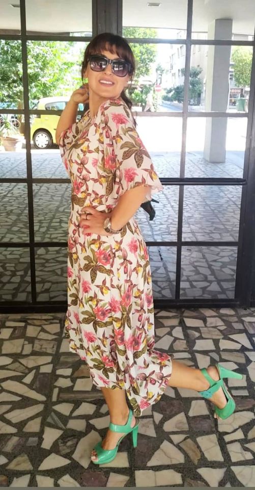 Emily Sırtı V Detay Şifon Elbise Pembe