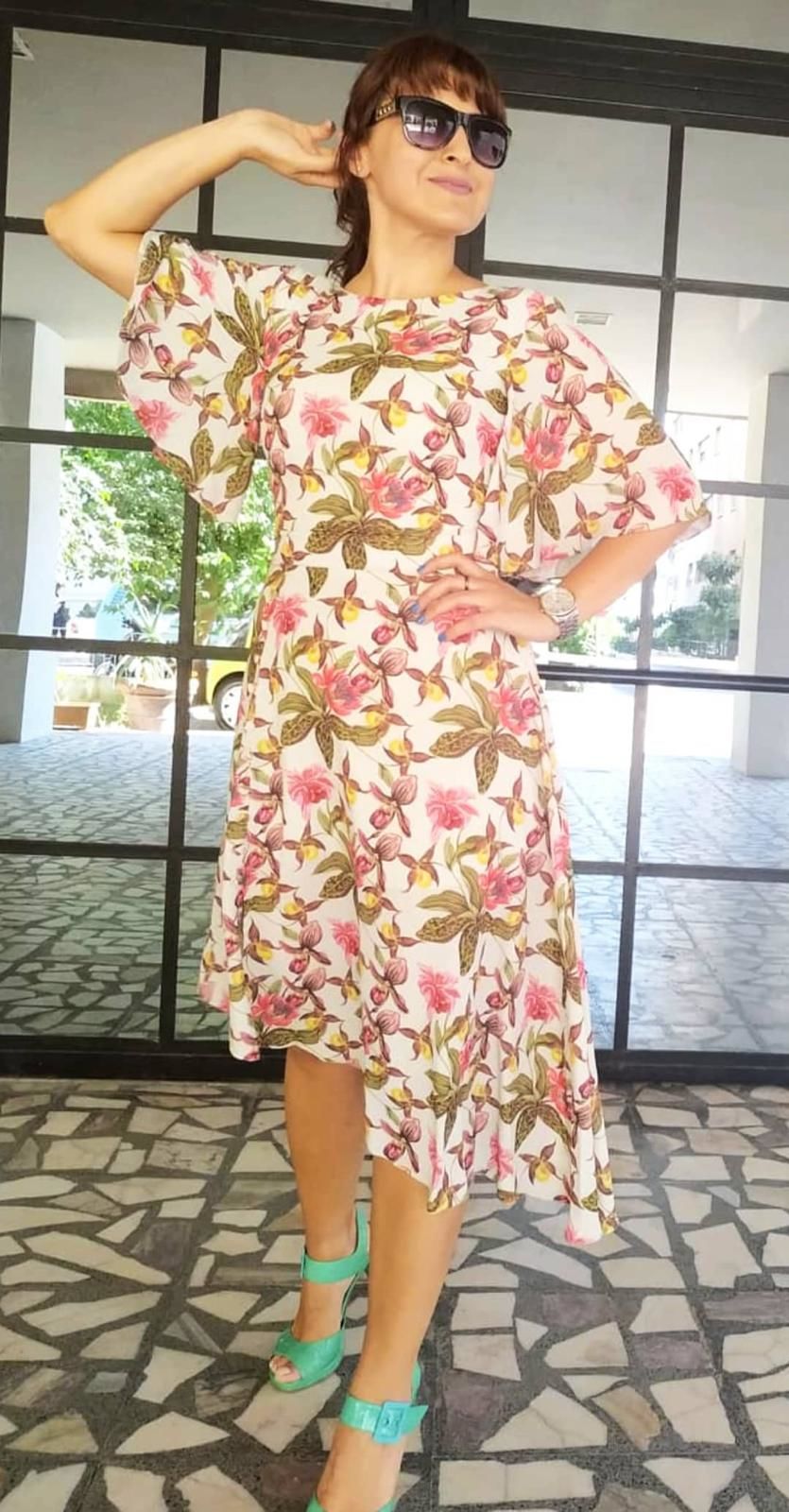Emily Sırtı V Detay Şifon Elbise Pembe