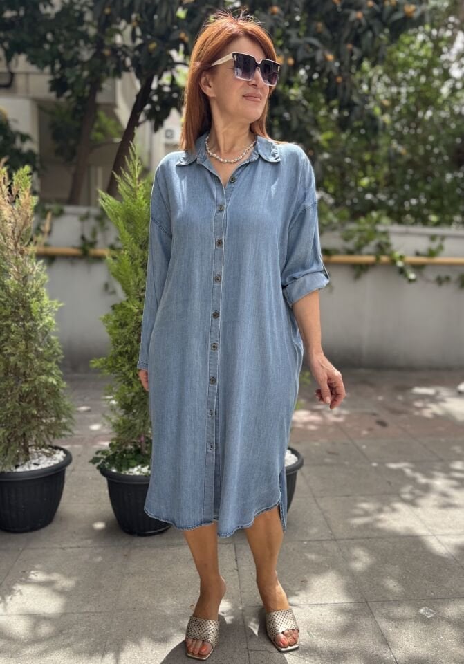 Liyosel Denim Gömlek Elbise