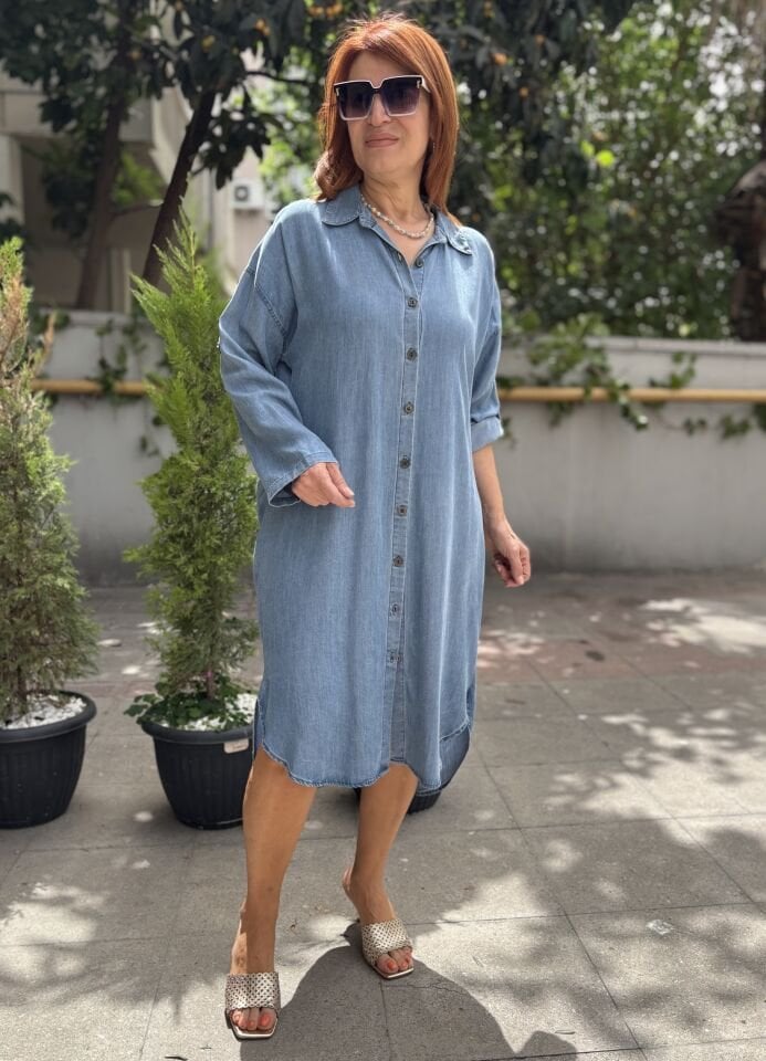 Liyosel Denim Gömlek Elbise