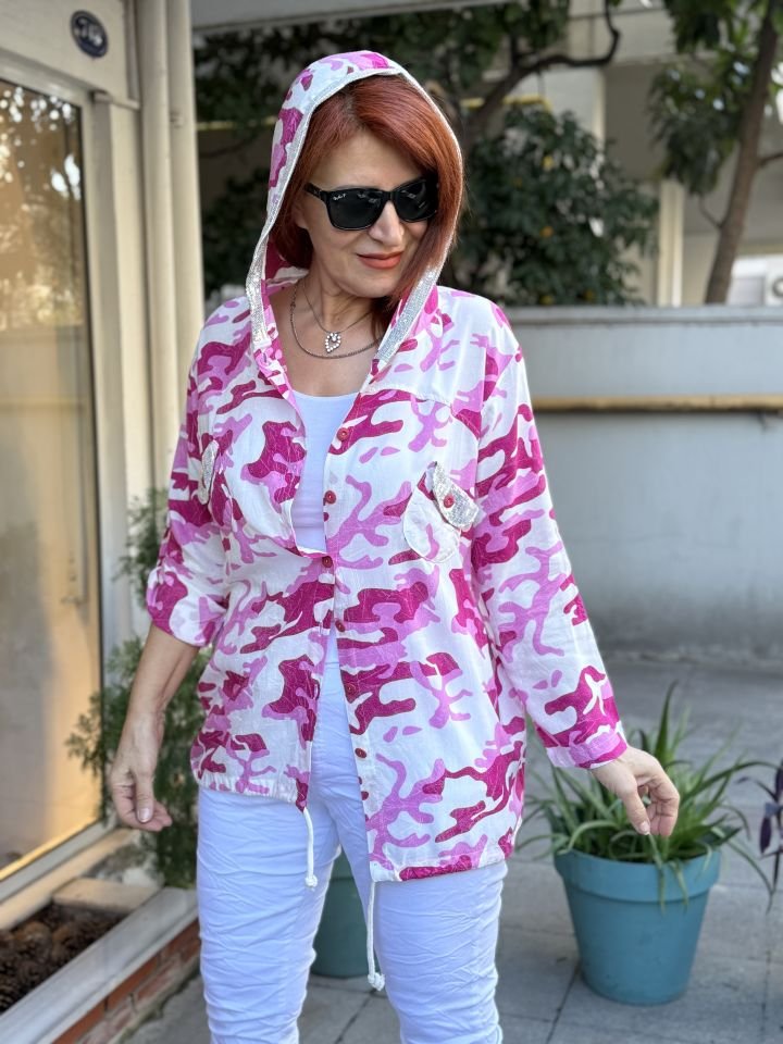 Kamuflaj Tensel Gömlek Pembe